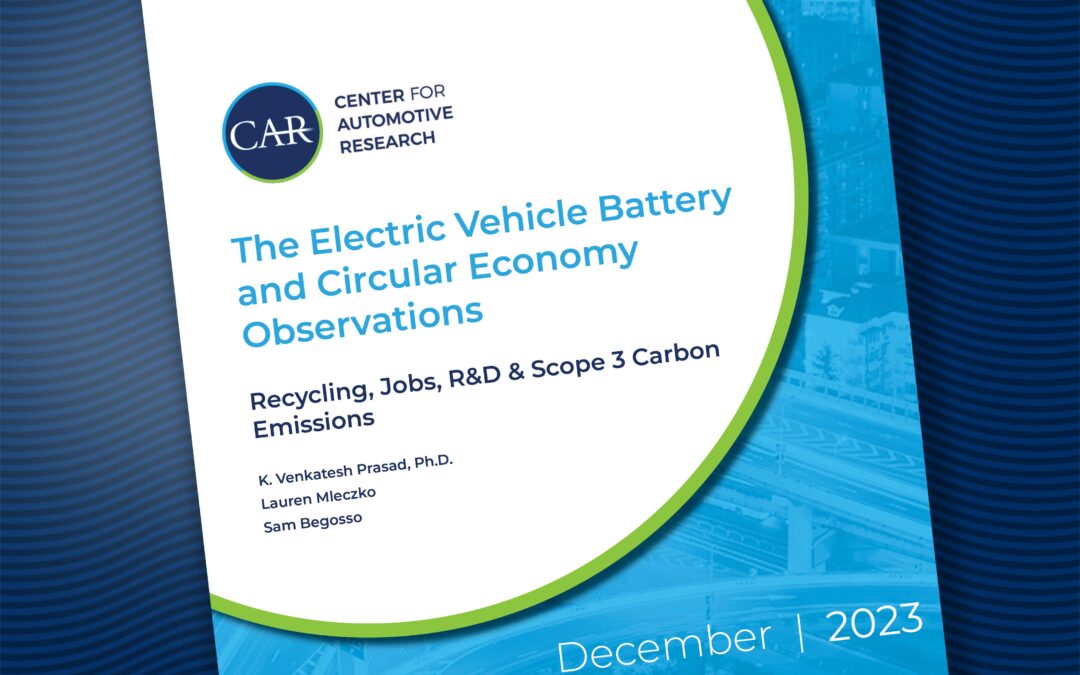 The Electric Vehicle Battery and Circular Economy Observations